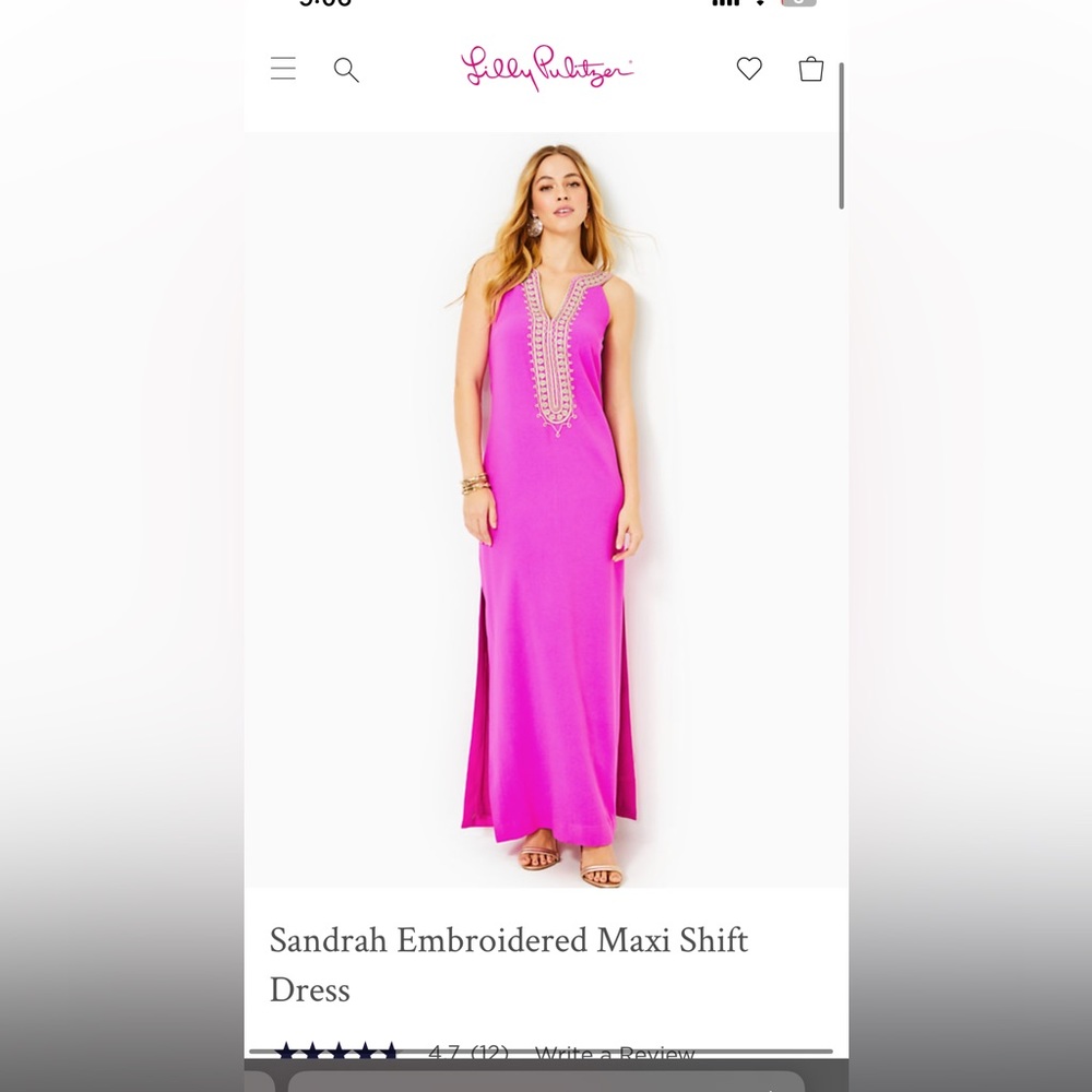 Lilly Pulitzer Pink Embroidered Maxi Dress